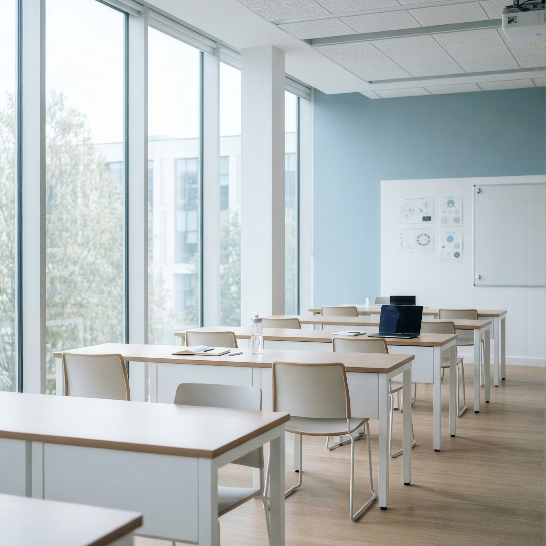 School cleaning services for a classroom with tables and chairs.